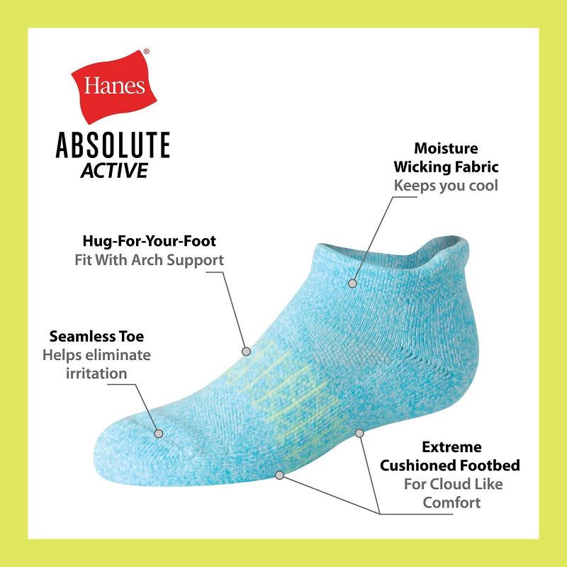 slide 5 of 6, Hanes Girls' 4pk Absolute Active Heel Shield Socks - colors may vary L, 4 ct