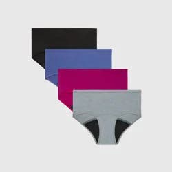 Hanes Girls' 4pk Boyshort Period Underwear Moderate Protection - colors may vary 8: Moisture Wicking, Knit Fabric
