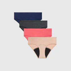 Hanes Girls' 4pk Hipster Period Underwear Moderate Protection - colors may vary 8: Moisture Wicking