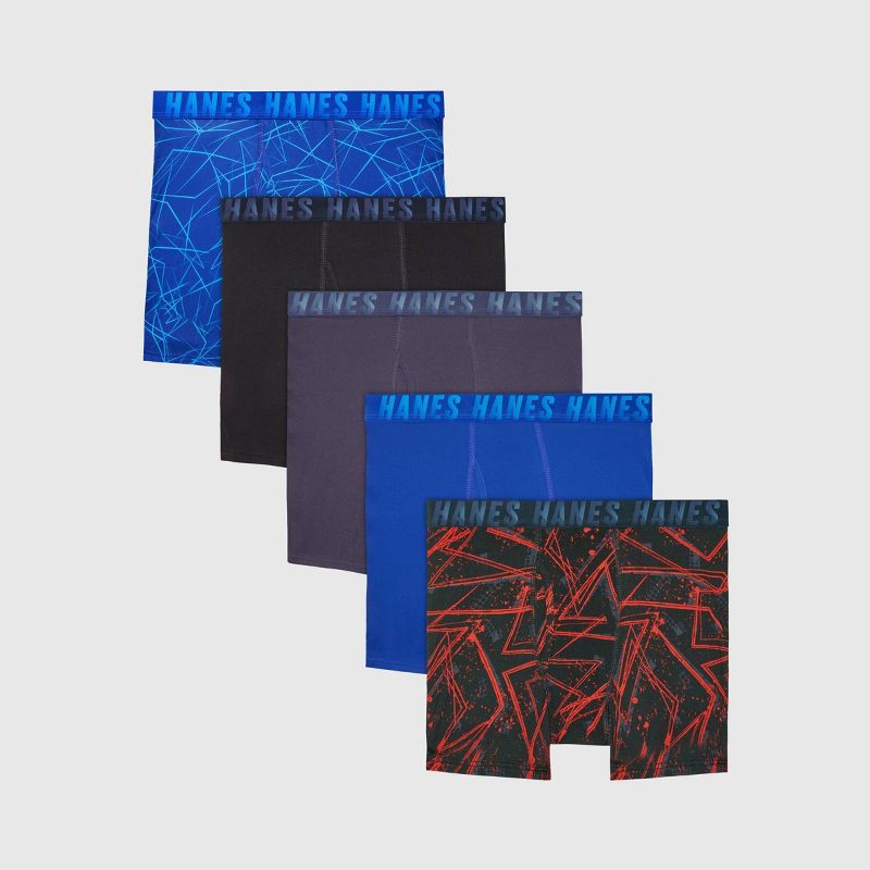 slide 1 of 6, Hanes Boys' 5pk Moves Peformance Stretch Boxer Briefs - colors may vary M, 5 ct