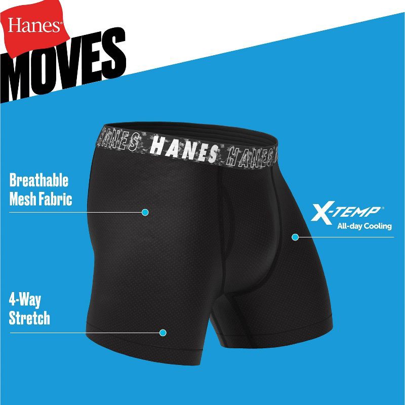 slide 5 of 6, Hanes Boys' 5pk Moves Peformance Stretch Boxer Briefs - colors may vary L, 5 ct