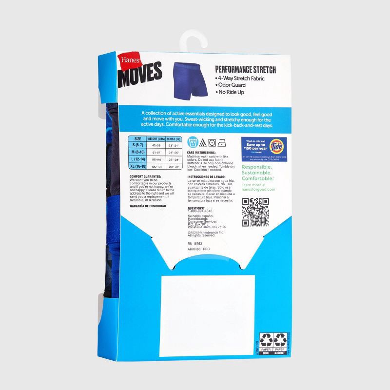 slide 3 of 6, Hanes Boys' 5pk Moves Peformance Stretch Boxer Briefs - colors may vary XL, 5 ct