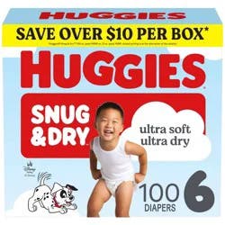 Huggies Snug & Dry Ultra Soft Baby Diapers - Size 6 - 100ct