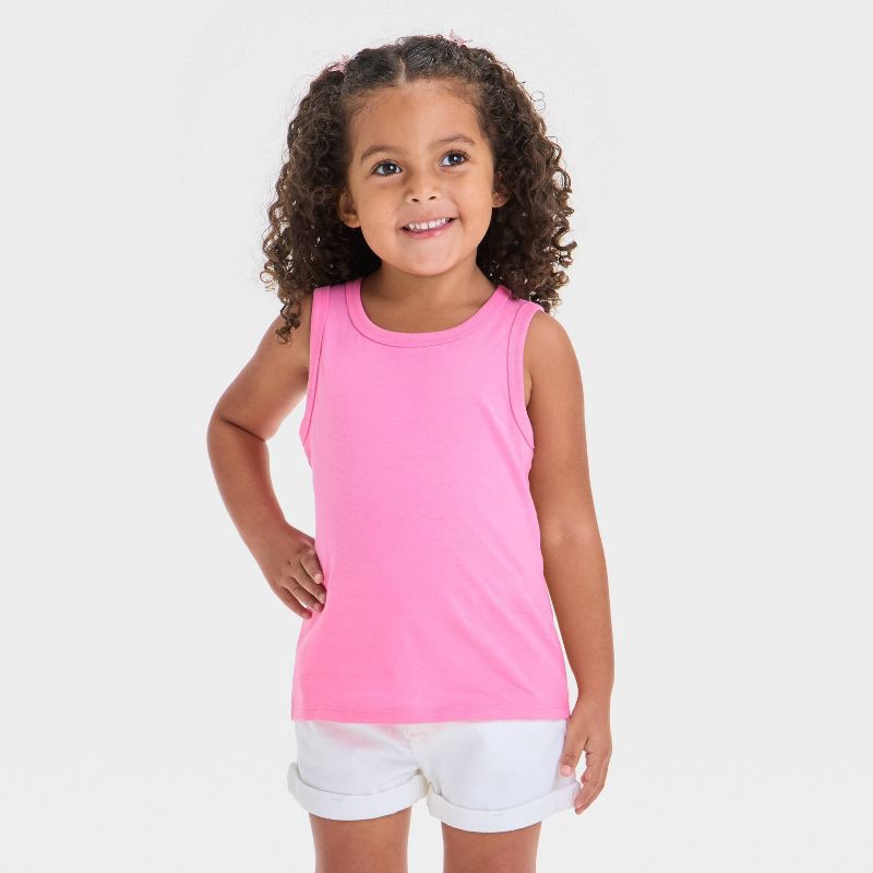 slide 1 of 3, Toddler Girls' Tank Top - Cat & Jack™ - Clay Pink 18M: Relaxed Fit, Below Hip, 1 ct