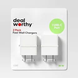 Single Port 30W USB-C Wall Chargers 2pk - dealworthy™ White: Quick Charge Electronics