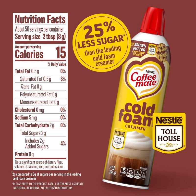 slide 8 of 11, Coffee mate Cold Foam Brown Butter Chocolate Chip Coffee Creamer - 14oz, 14 oz