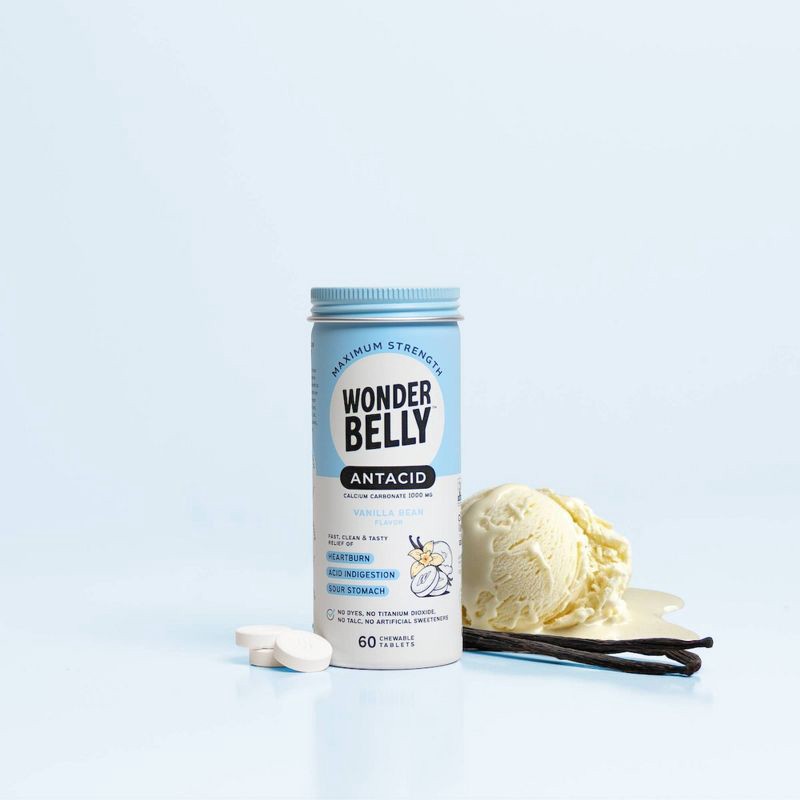 slide 2 of 9, Wonderbelly Digestive Antacid Tablets - Vanilla Bean - 60ct, 60 ct