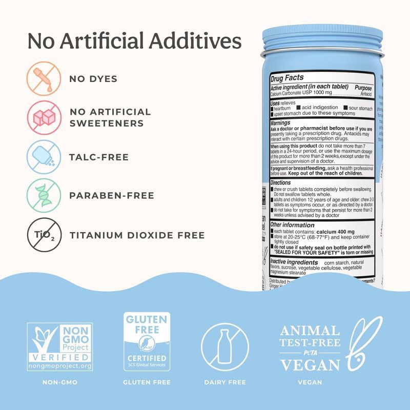 slide 4 of 9, Wonderbelly Digestive Antacid Tablets - Vanilla Bean - 60ct, 60 ct