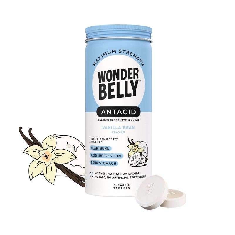 slide 1 of 9, Wonderbelly Digestive Antacid Tablets - Vanilla Bean - 60ct, 60 ct