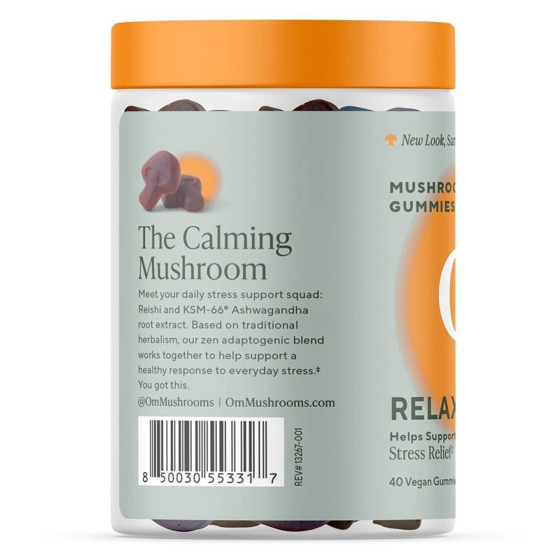 slide 3 of 4, Om Mushrooms Relax for Stress Relief Support Vegan Organic Gummies - 40ct, 40 ct