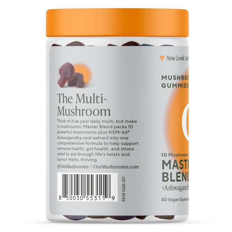 slide 3 of 4, Om Mushrooms Master Blend + Ashwagandha Vegan Organic Gummies - 40ct, 40 ct