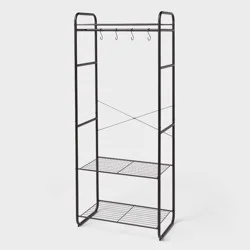 Metal Garment Rack with Shelves and Accessory hooks - Brightroom™
