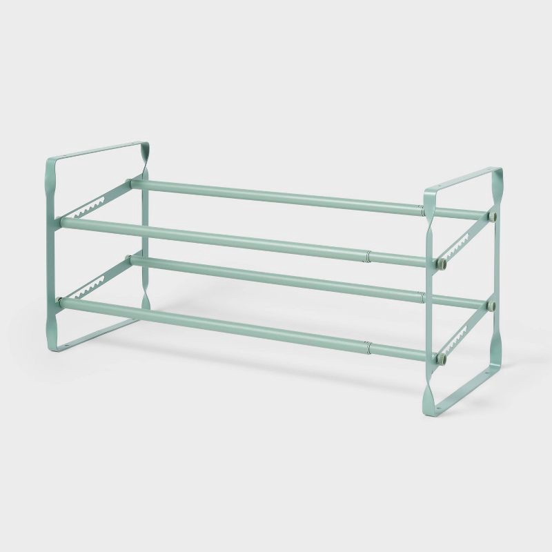 slide 1 of 3, 2 Tier Expandable Shoe Rack Green - Brightroom™, 1 ct