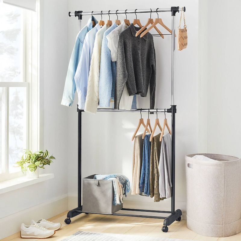 slide 2 of 3, Adjustable Double Rod Garment Rack - Brightroom™, 1 ct