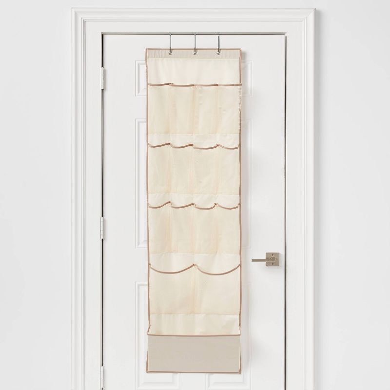 slide 1 of 3, 15 Pocket Over-the-Door Hanging Shoe Storage Tan - Brightroom™, 1 ct