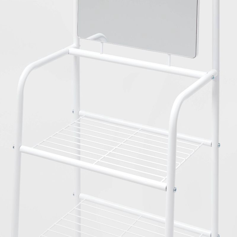 slide 3 of 3, Metal Garment Rack with Mirror and Shelving White - Brightroom™, 1 ct
