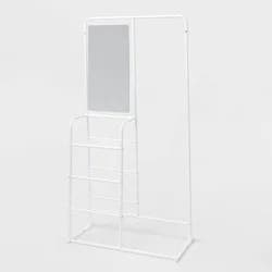 Metal Garment Rack with Mirror and Shelving White - Brightroom™
