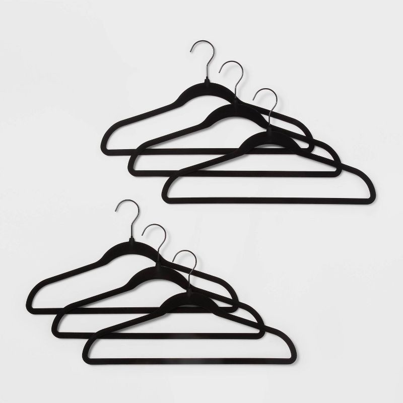 slide 1 of 3, 100pk Flocked Suit Hanger Black - Brightroom™, 100 ct