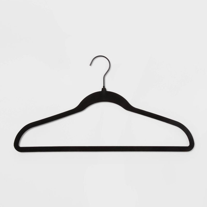 slide 3 of 3, 100pk Flocked Suit Hanger Black - Brightroom™, 100 ct