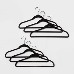 100pk Flocked Suit Hanger Black - Brightroom™