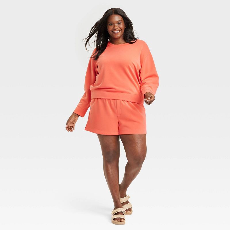 slide 3 of 3, Women's High-Rise Sandwash Pull-On Shorts - A New Day™ Coral XXL: Recycled Polyester, Heavyweight, Elastic Waistband, 1 ct