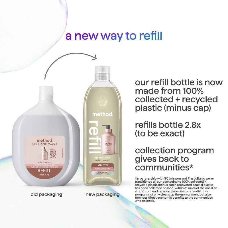 slide 3 of 6, Method Aluminum Gel Hand Soap Refill - Vanilla + Raspberry - 34 fl oz, 34 fl oz