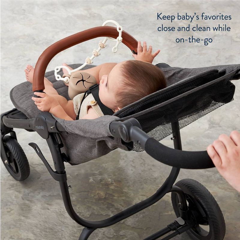 slide 3 of 8, Itzy Ritzy Itzy Strap Toy and Snack Cup Strap for Strollers & High Chairs - Tan Bear, 1 ct