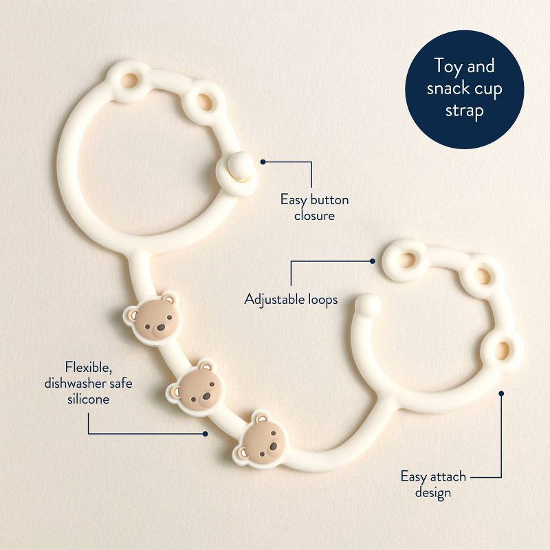 slide 5 of 8, Itzy Ritzy Itzy Strap Toy and Snack Cup Strap for Strollers & High Chairs - Tan Bear, 1 ct