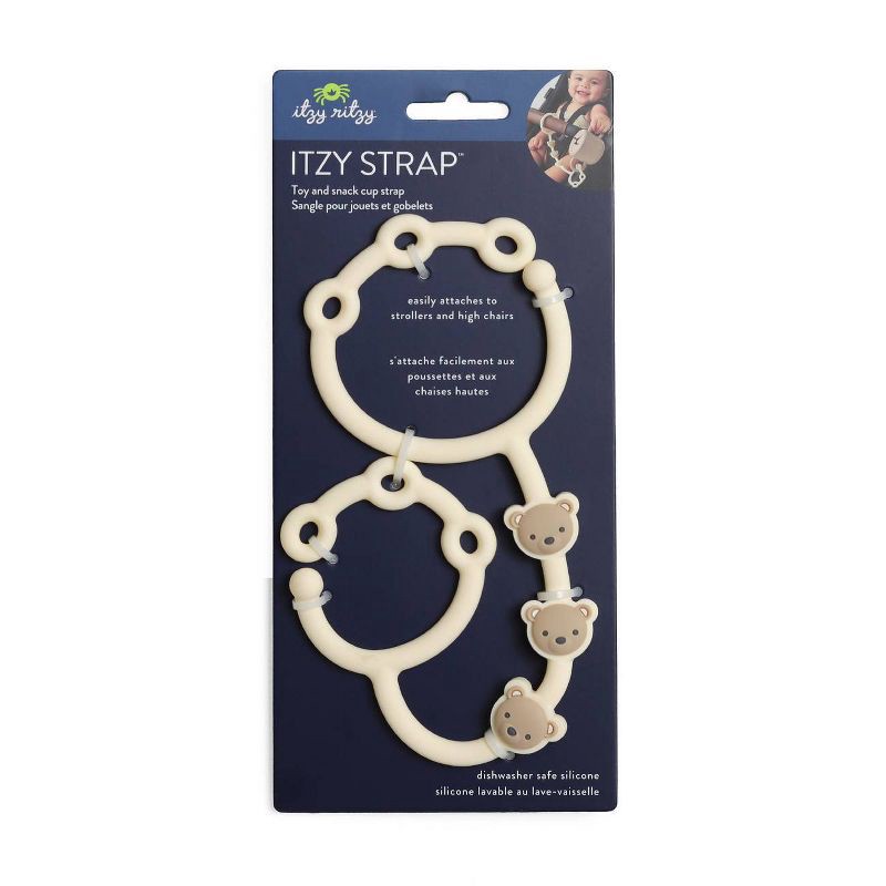 slide 8 of 8, Itzy Ritzy Itzy Strap Toy and Snack Cup Strap for Strollers & High Chairs - Tan Bear, 1 ct