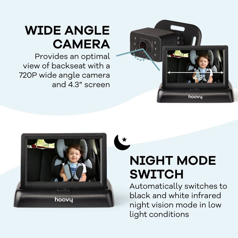 slide 3 of 8, Hoovy Easy To Install Baby Car Camera Monitor with HD Real Time Video, 1 ct