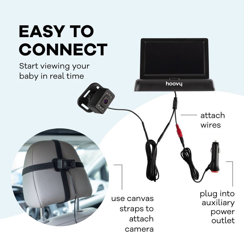 slide 6 of 8, Hoovy Easy To Install Baby Car Camera Monitor with HD Real Time Video, 1 ct