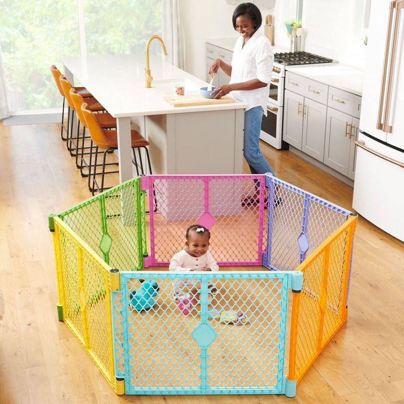 slide 2 of 12, Toddleroo by North States Superyard Colorplay 6 Panel Freestanding Baby Playard - Bright, 1 ct