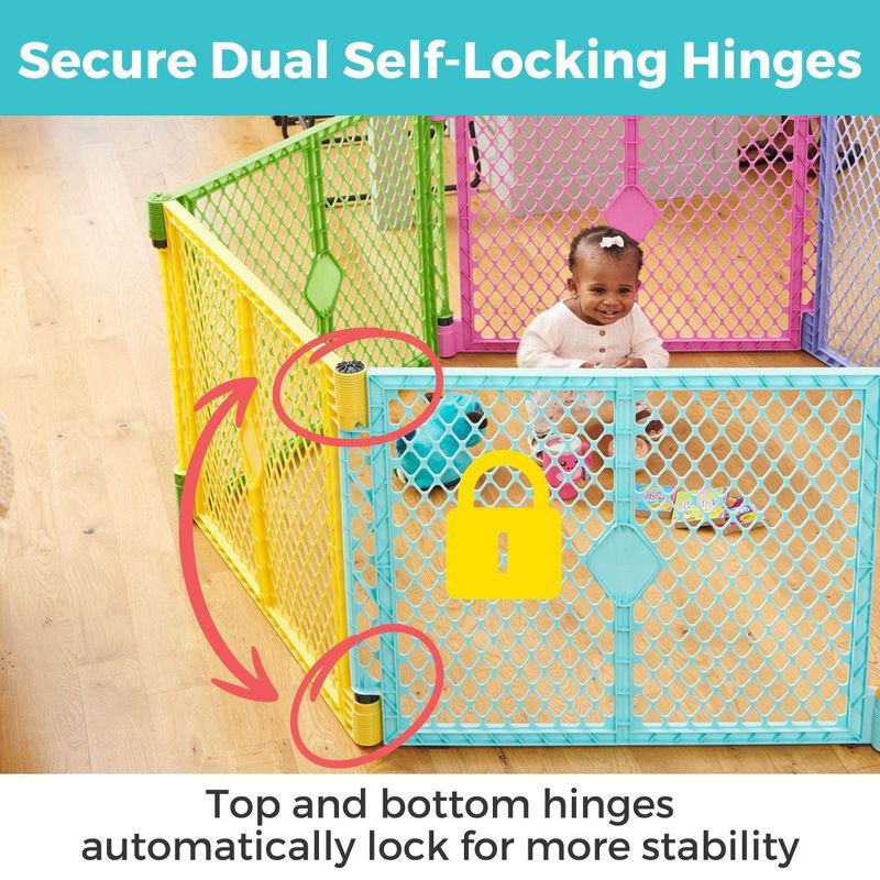 slide 3 of 12, Toddleroo by North States Superyard Colorplay 6 Panel Freestanding Baby Playard - Bright, 1 ct