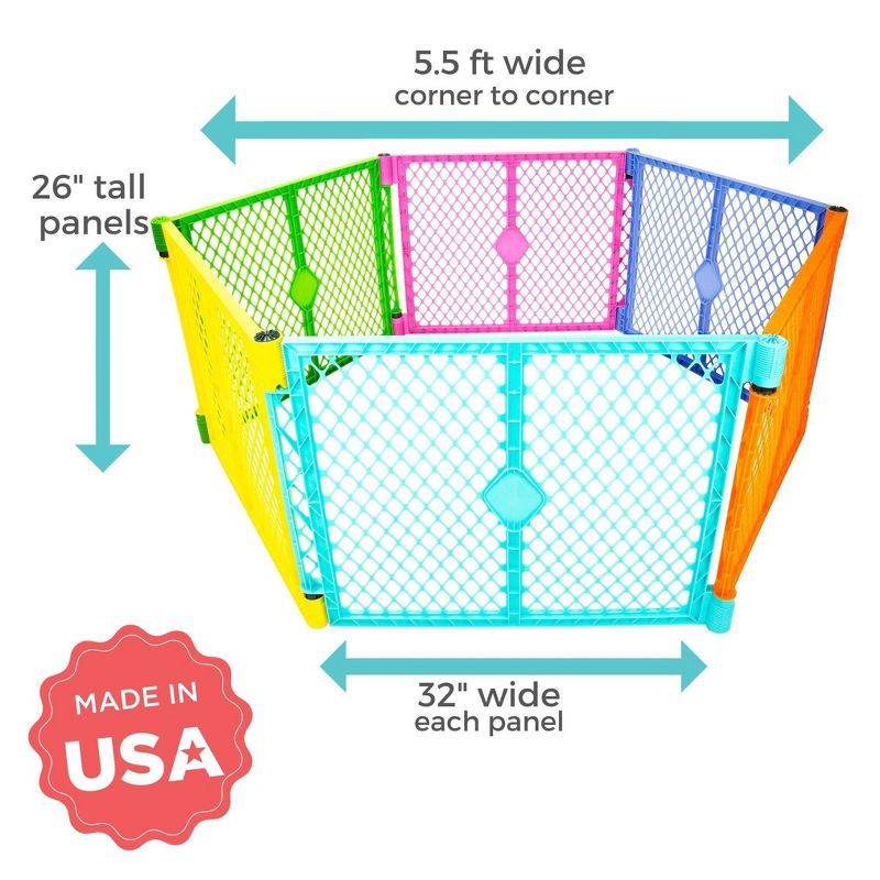 slide 7 of 12, Toddleroo by North States Superyard Colorplay 6 Panel Freestanding Baby Playard - Bright, 1 ct