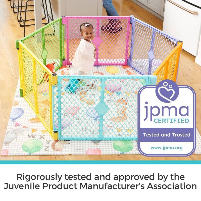 slide 10 of 12, Toddleroo by North States Superyard Colorplay 6 Panel Freestanding Baby Playard - Bright, 1 ct