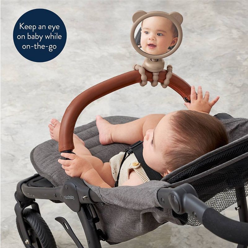 slide 3 of 8, Itzy Ritzy Itzy Peek Stroller Mirror with Easy Attach Design - Tan Bear, 1 ct