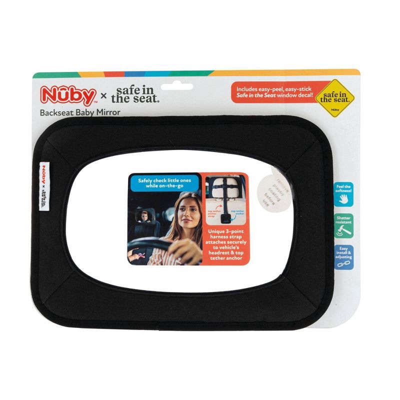 slide 5 of 6, Nuby x Safe in the Seat Soft Fabric Backseat Baby View Mirror, 1 ct