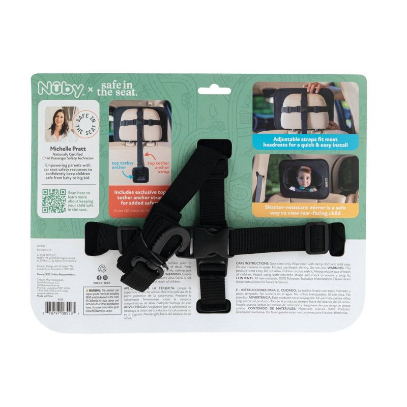 slide 6 of 6, Nuby x Safe in the Seat Soft Fabric Backseat Baby View Mirror, 1 ct