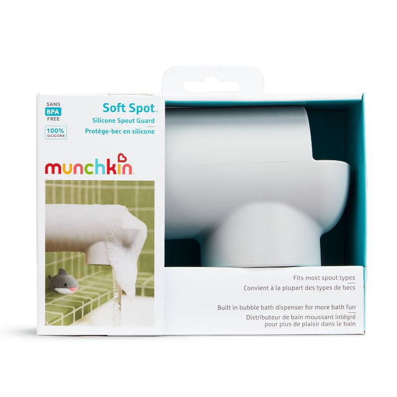 slide 7 of 8, Munchkin Soft Spot Silicone Bathtub Spout Guard with Built-in Bubble Bath Dispenser, 1 ct