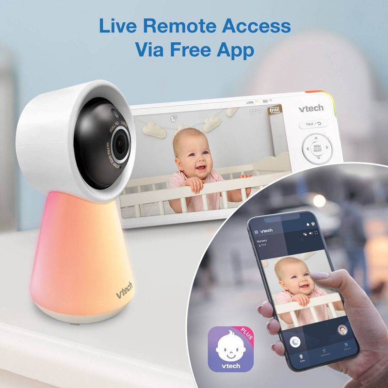 slide 7 of 15, V-Tech VTech 5.5" HD Smart Fixed Position Video Baby Monitor, 1 ct