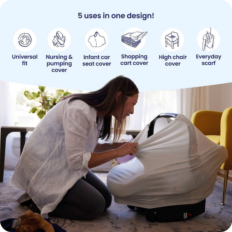 slide 6 of 6, GoldBug 5-in-1 Car Seat and Nursing Cover - Multi Use Cover for Baby - Gray Stripe, 1 ct