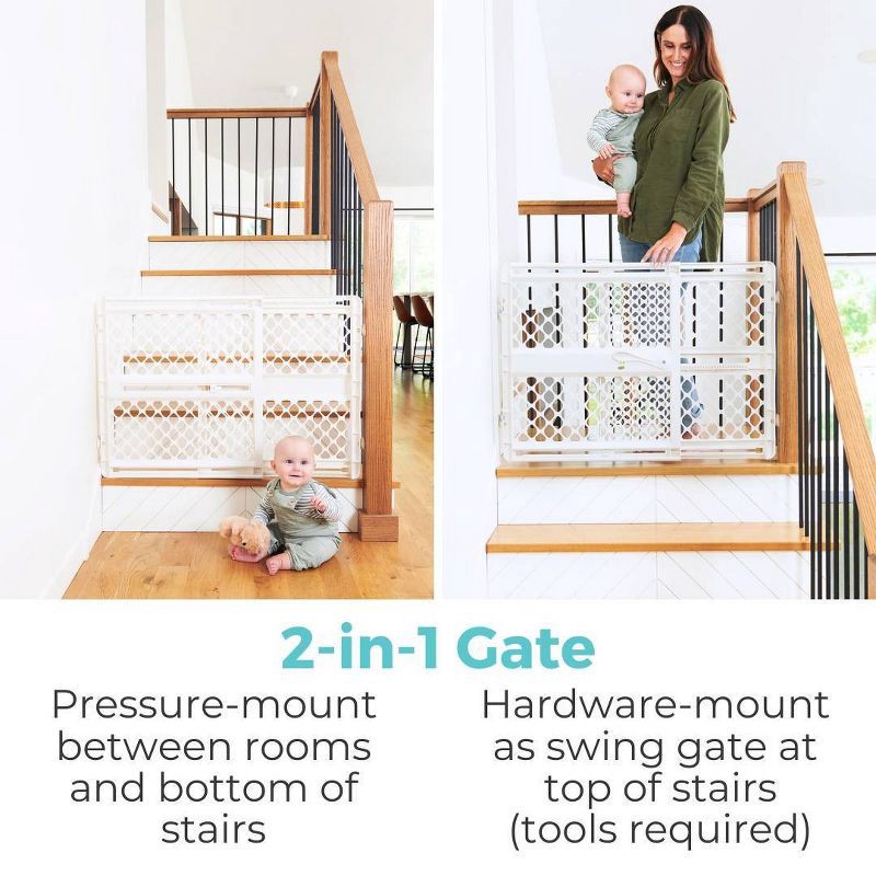 slide 3 of 8, Toddleroo by North States 2-in-1 Supergate Secure Plastic Gate - White, 1 ct