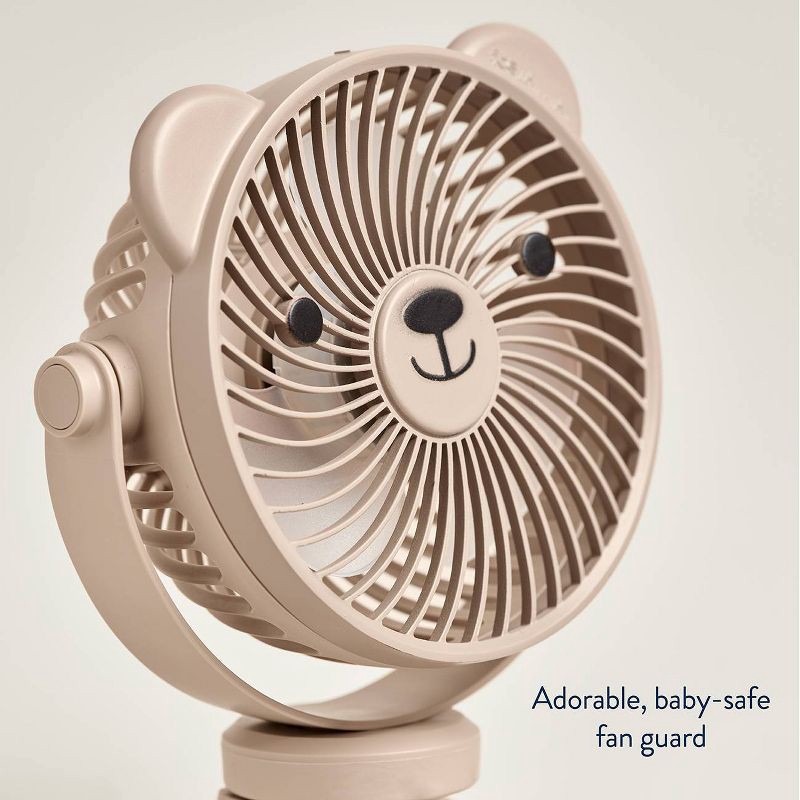 slide 7 of 9, Itzy Ritzy Itzy Breeze 3-Speed Stroller Fan with Rechargeable Battery and Easy Attach Design - Tan Bear, 1 ct