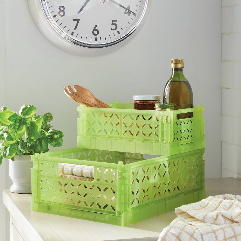 slide 2 of 3, Foldable Crate Small Green - Brightroom™, 1 ct