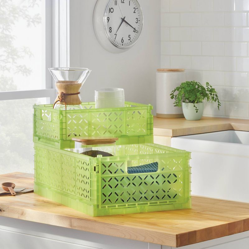 slide 2 of 3, Foldable Crate Large Green - Brightroom™, 1 ct