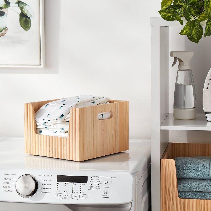 slide 2 of 3, Small Wood Bin Open Front Natural - Brightroom™, 1 ct