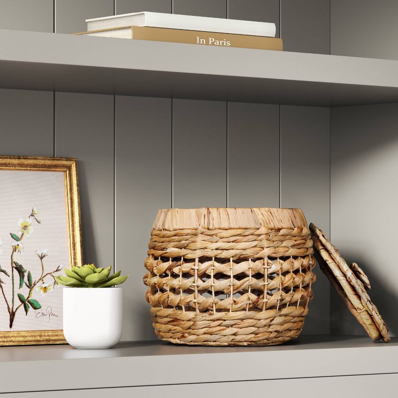 slide 2 of 4, Round Water Hyacinth Basket with Lid - Threshold™, 1 ct