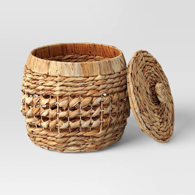 slide 3 of 4, Round Water Hyacinth Basket with Lid - Threshold™, 1 ct