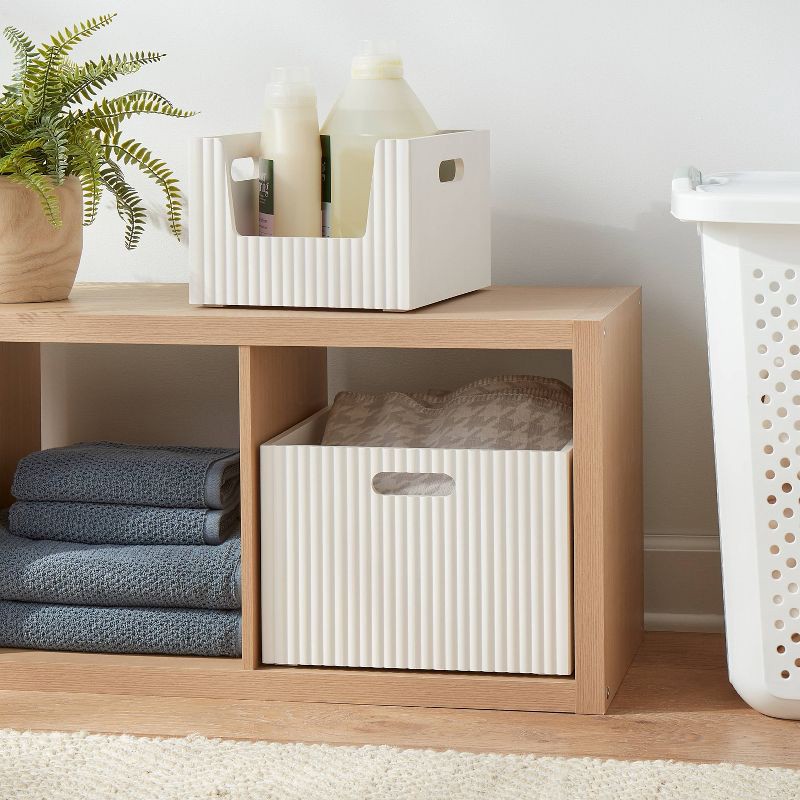 slide 2 of 3, Large Wood Bin White - Brightroom™, 1 ct