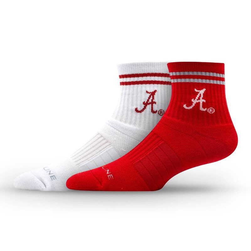 slide 1 of 3, NCAA Alabama Crimson Tide 2pk Socks: Crew Height, Cushioned Heel & Toe, Midweight Fabric, 2 ct